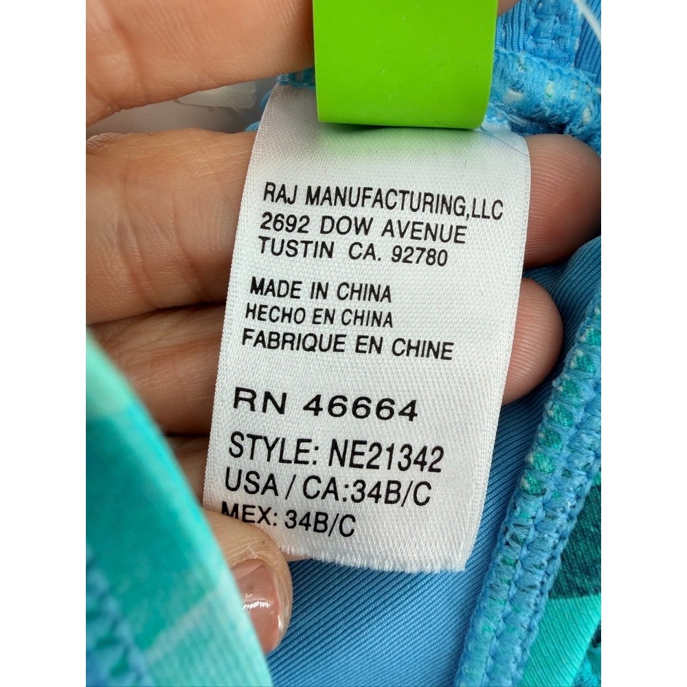 Next Aqua Leaf Print Tankini Top 34B/C Underwire NWT - Picture 6 of 10